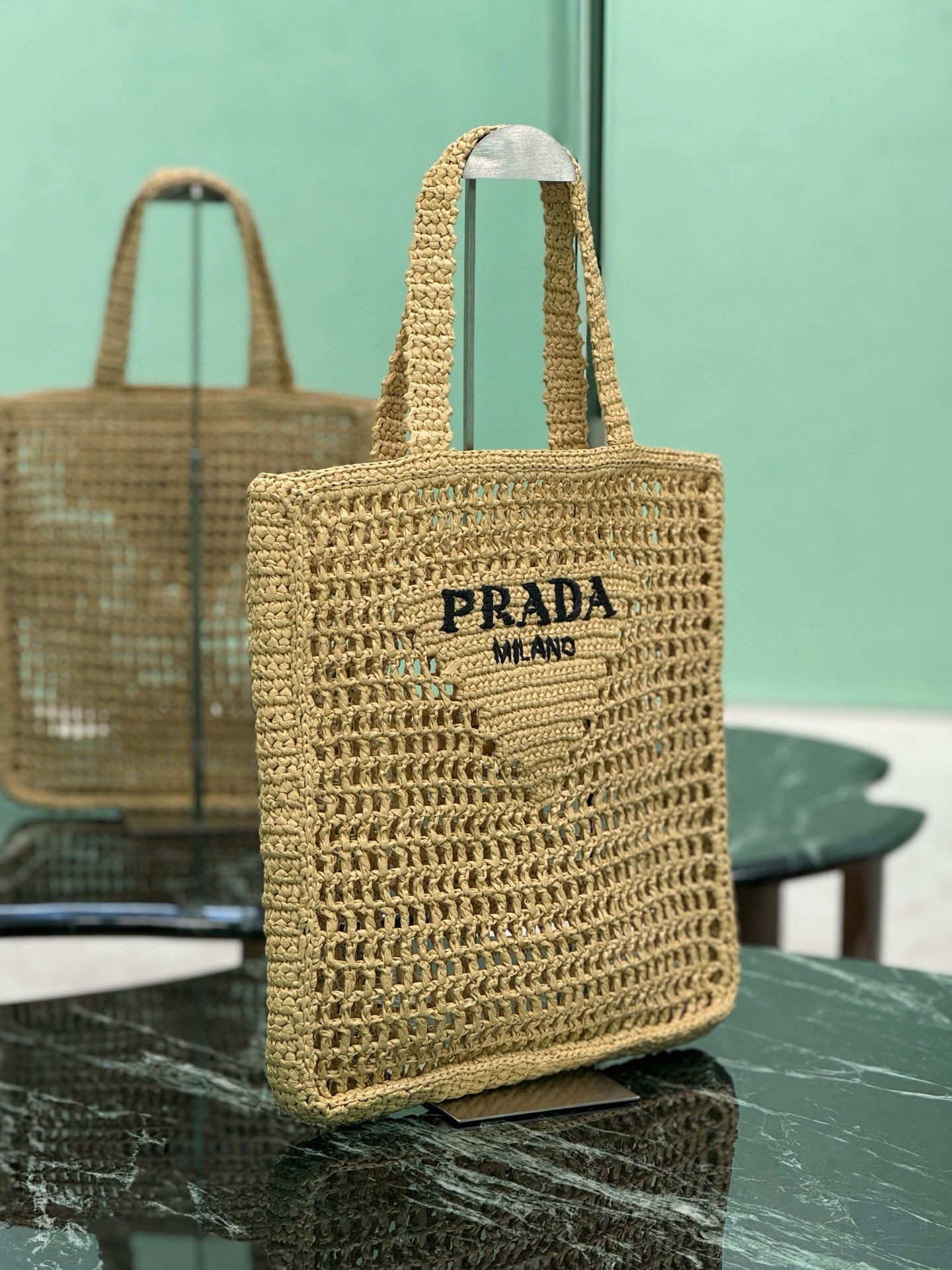 Prada Raffia Tote Bag