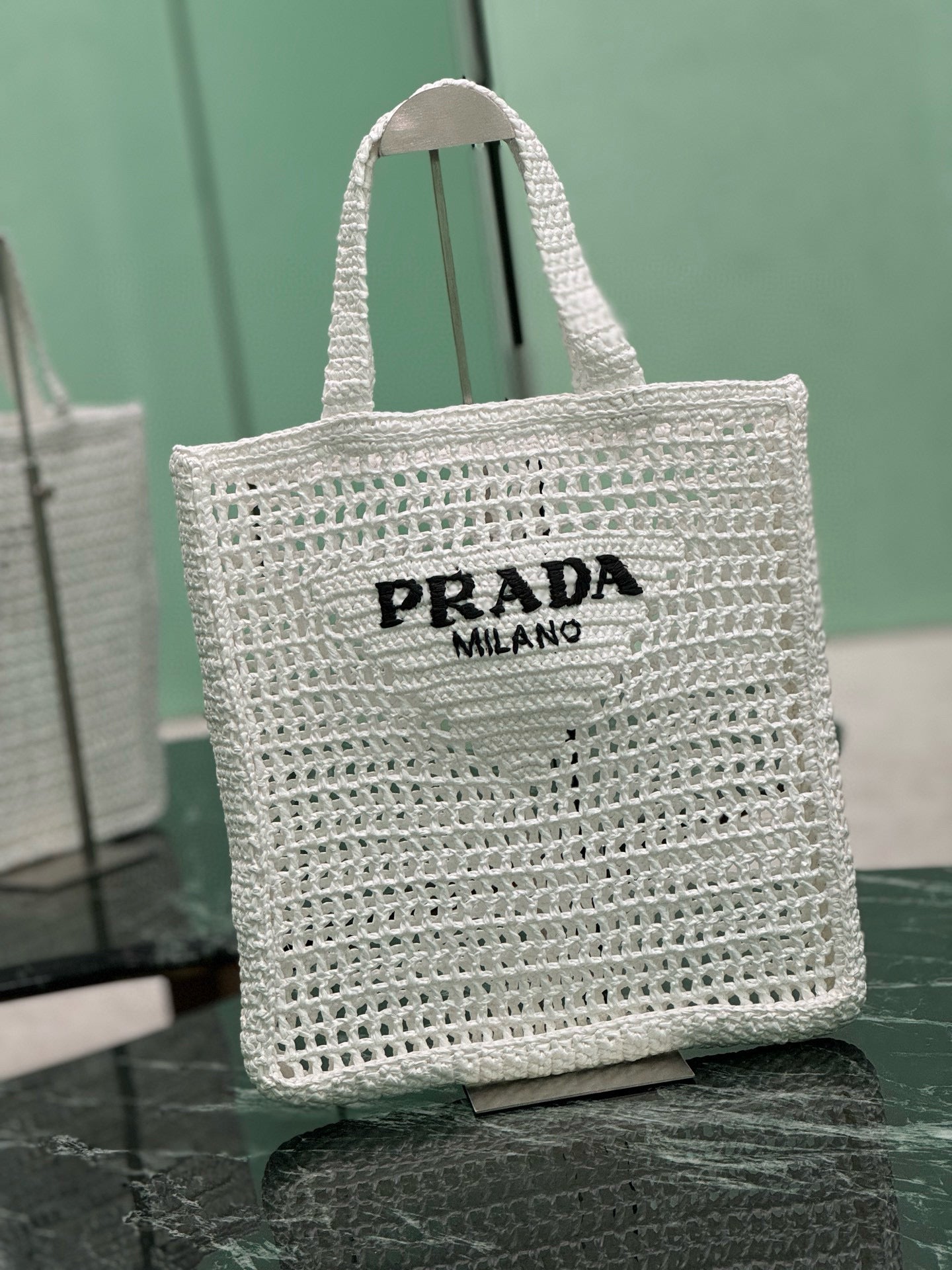 Prada Raffia Tote Bag