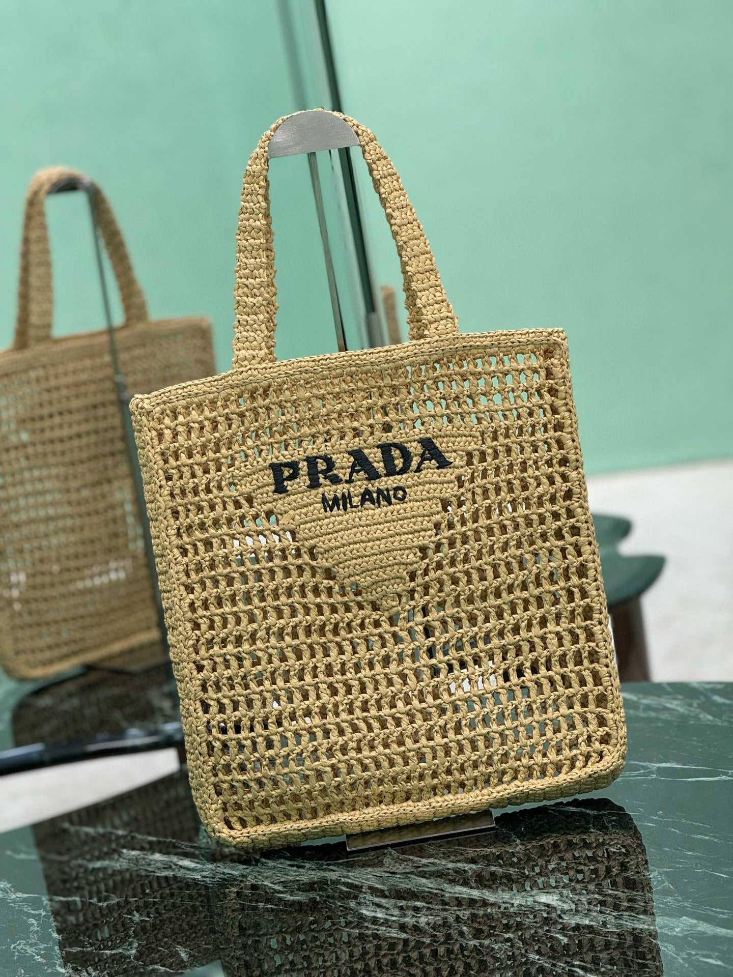Prada Raffia Tote Bag